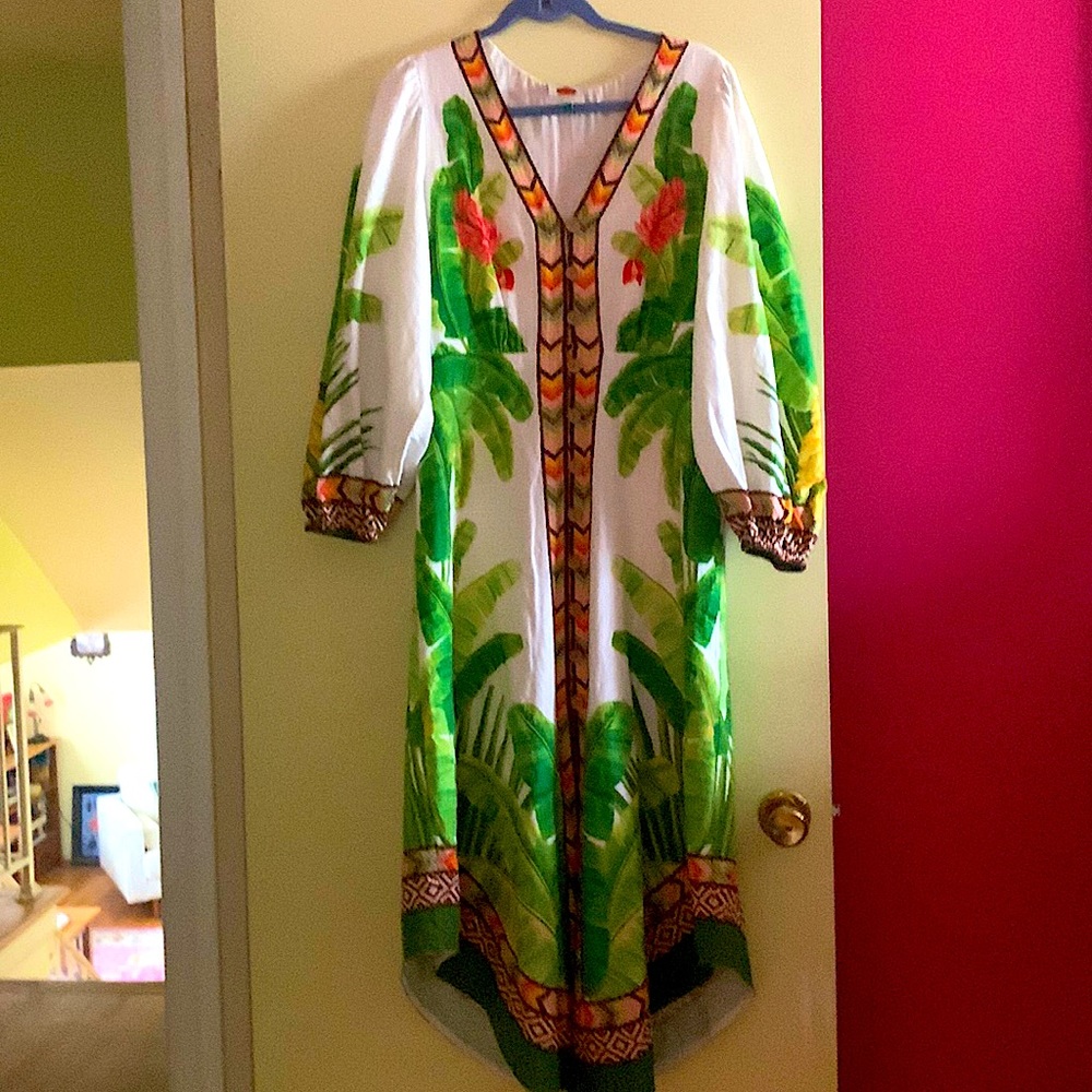 Farm Rio Anthropologie Palm leaf dress